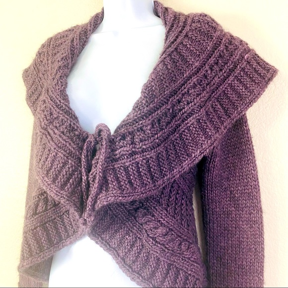 Elsamanda Purple Chunky Knit Circle Alpaca Wool Blend Sweater Size S - Picture 7 of 11